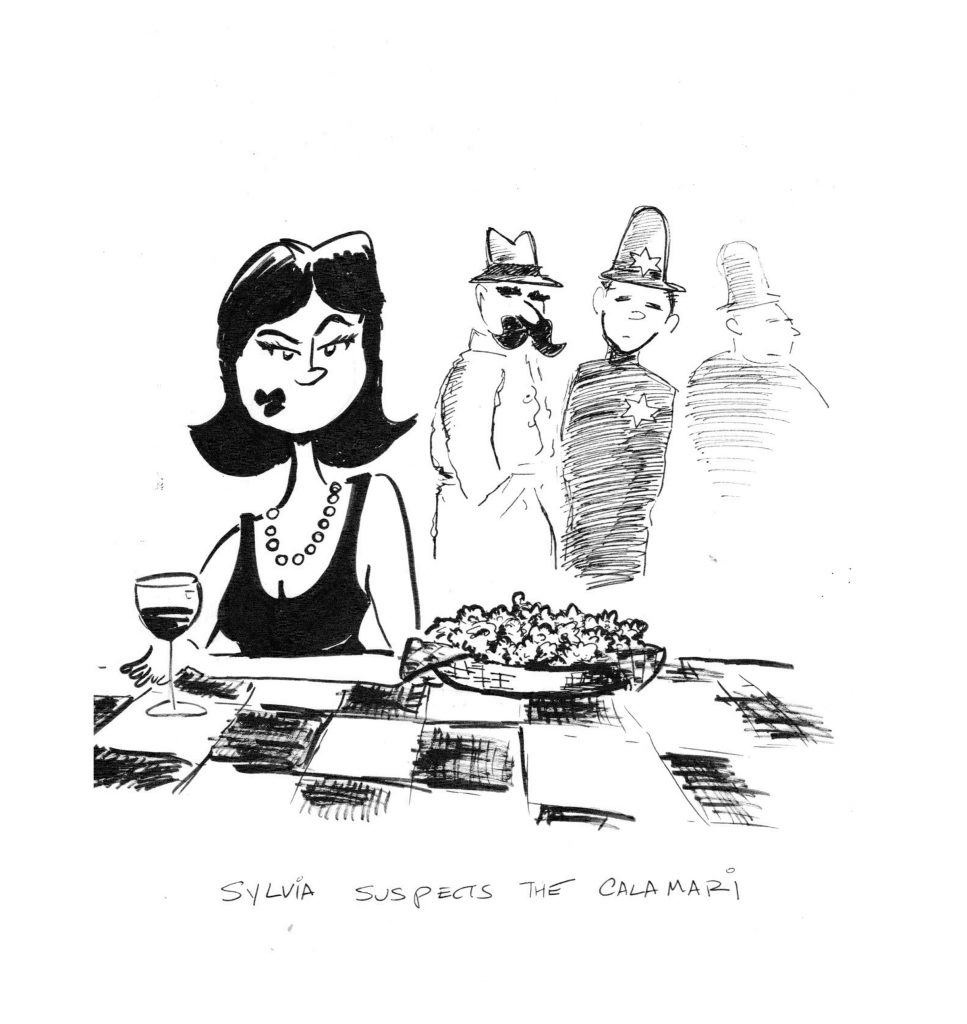 Sylvia suspects the calamari