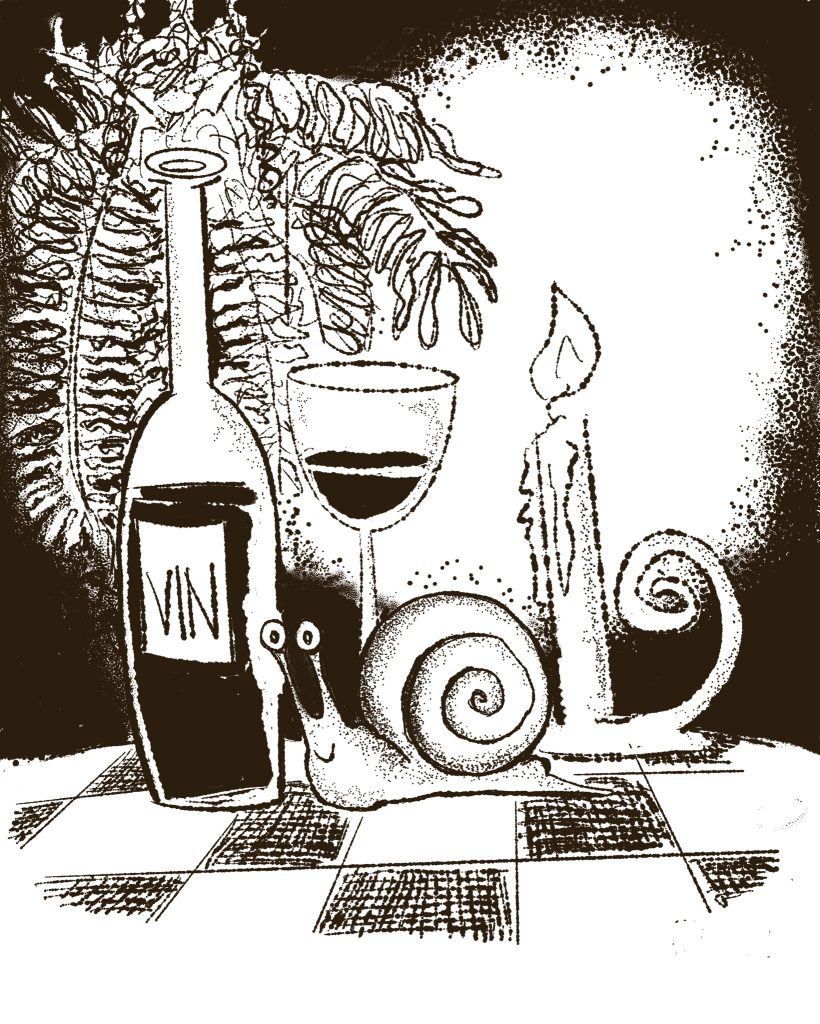 wine and snail